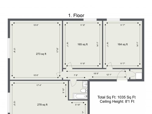 E17 Oakfield Rd 3 Bedroom Flat – 1. Floor – Floor Plan